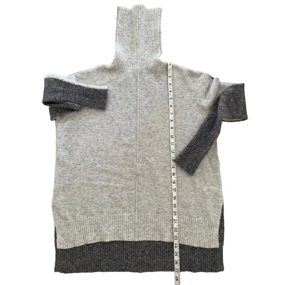 Athleta Two Tone Gray Merino Wool Blend Solid Turtleneck‎ Ribbed Sweater Size S - Picture 7 of 7